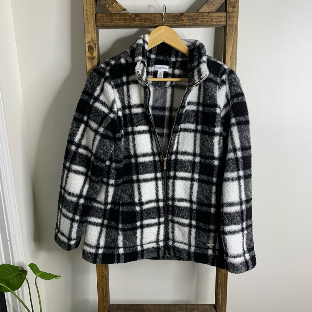 Calvin Klein Black Plaid Fleece Jacket